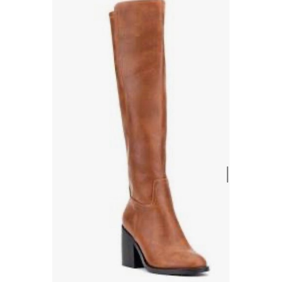 Olivia Miller Shoes - Olivia Miller Heart Breaker Women’s Knee High Tall Boots in Cognac 7